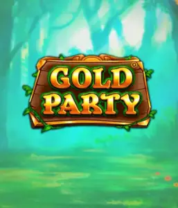 Изображение слота Gold Party от Pragmatic Play, демонстрирующий яркий и веселый мир ирландской тематики с денежными символами, веселыми лепреконами и радужными мотивами. На переднем плане виден игровой экран с 5 барабанами и 3 рядами, окруженный зелеными полями и золотыми горшками, создающими атмосферу праздника и волшебства.